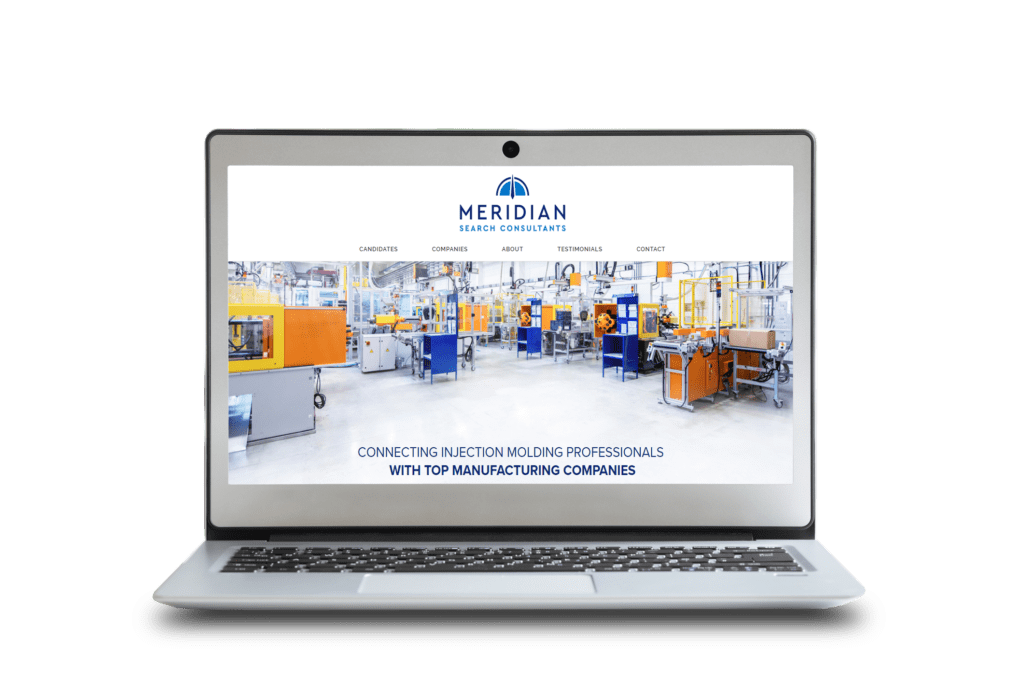 Meridian Search Consultants Website Build 2019 Graphic on Laptop Screen