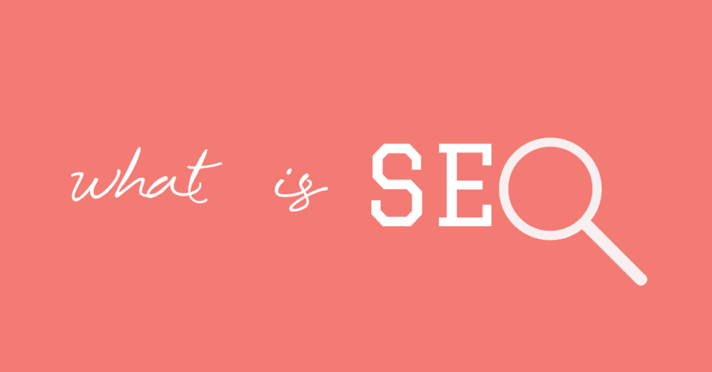 salmon color block "what is SEO" in white lettering Hammermsith Support