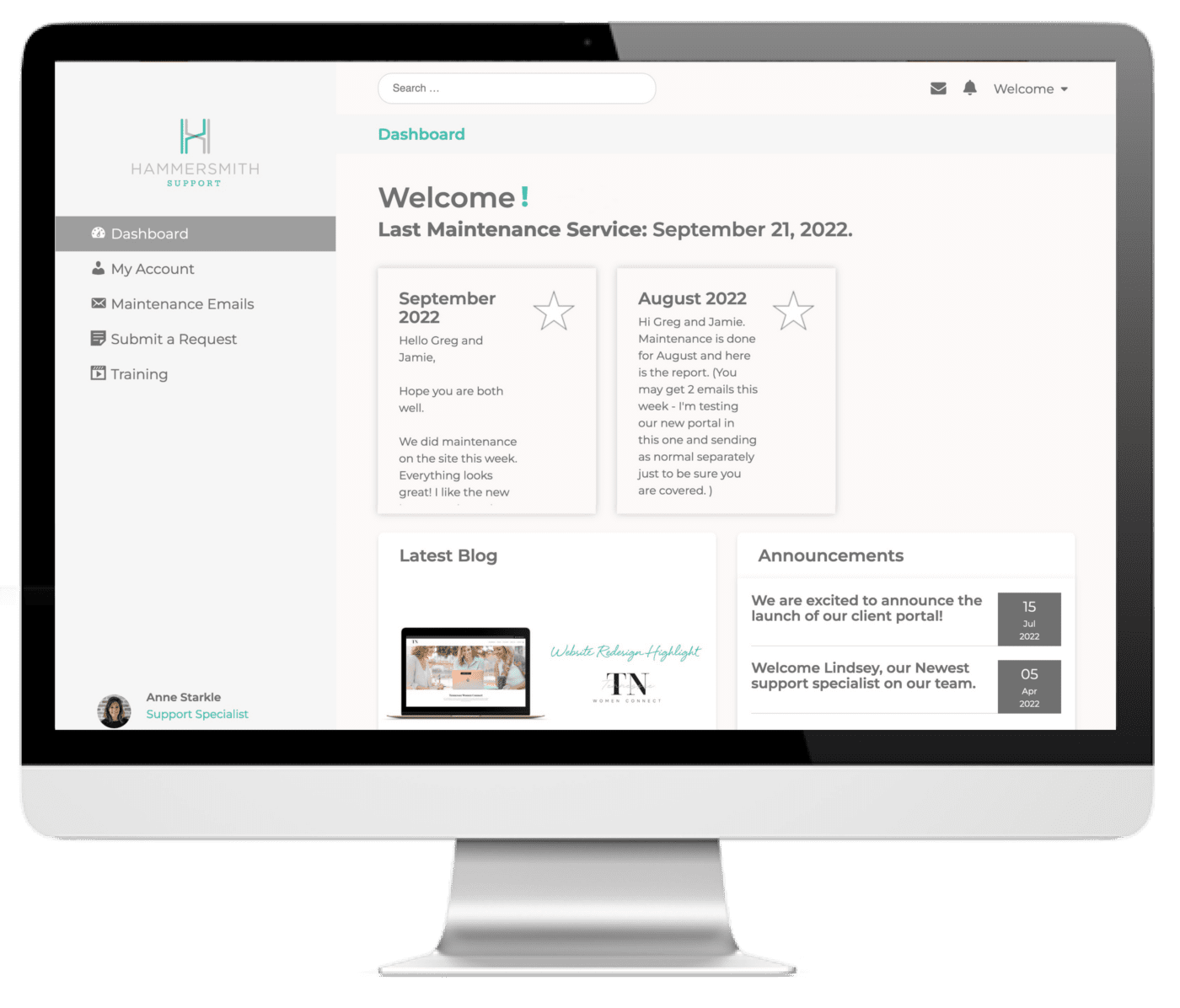 site Maintenance Client Portal Hammersmith Support