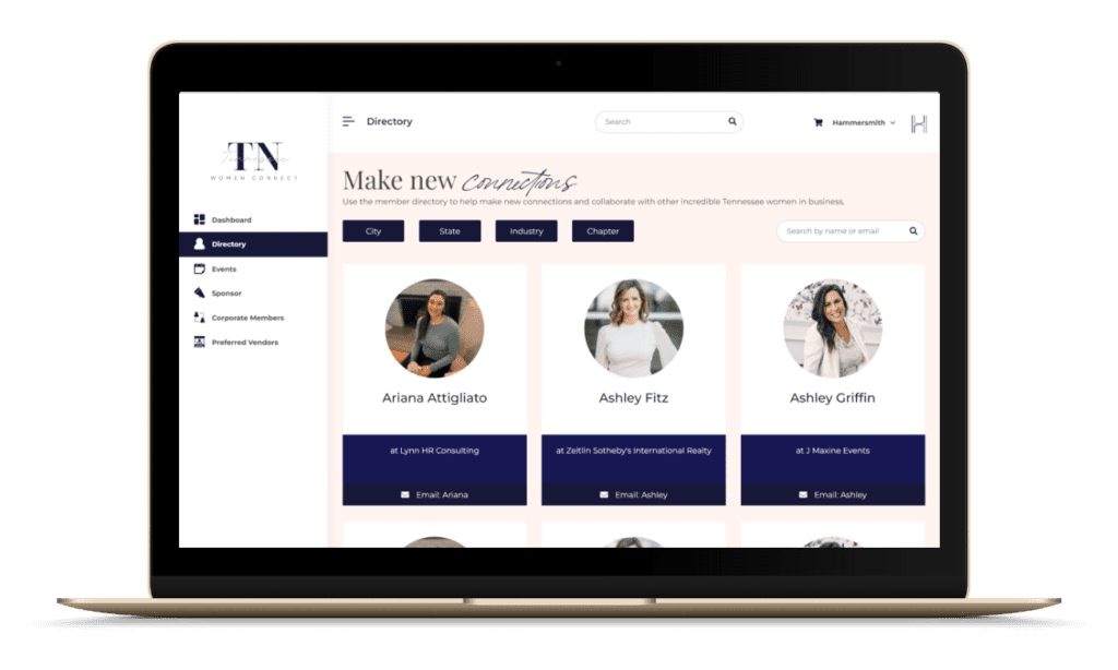 TN Women Connect Website Membership Portal Directory